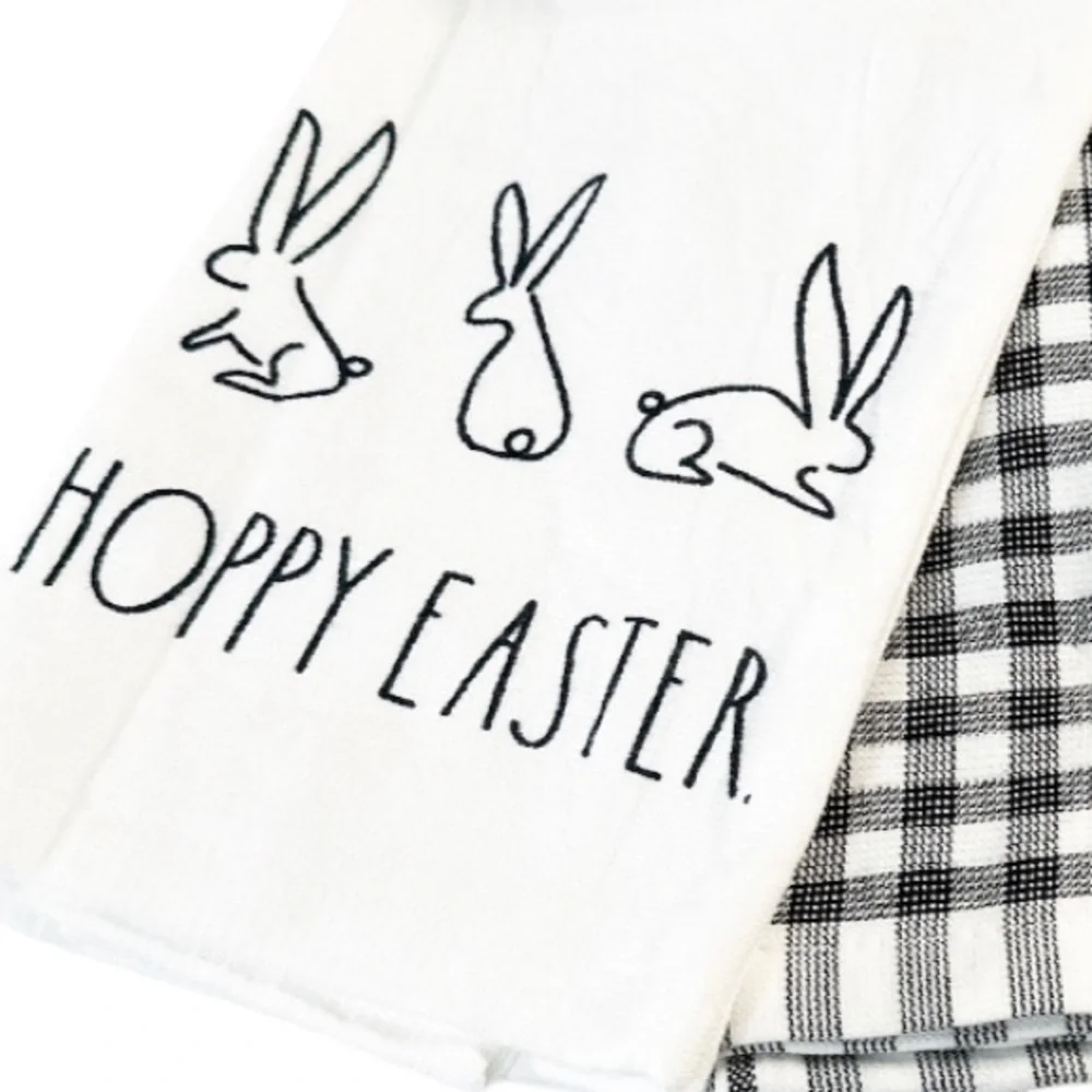 NEW Rae Dunn 🐇🐇HOPPY EASTER🐇🐇Kitchen Towels Set/3